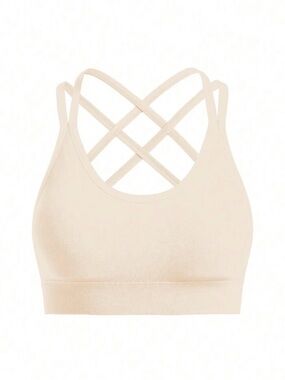 NWT Cream Cross Back Sports Bra